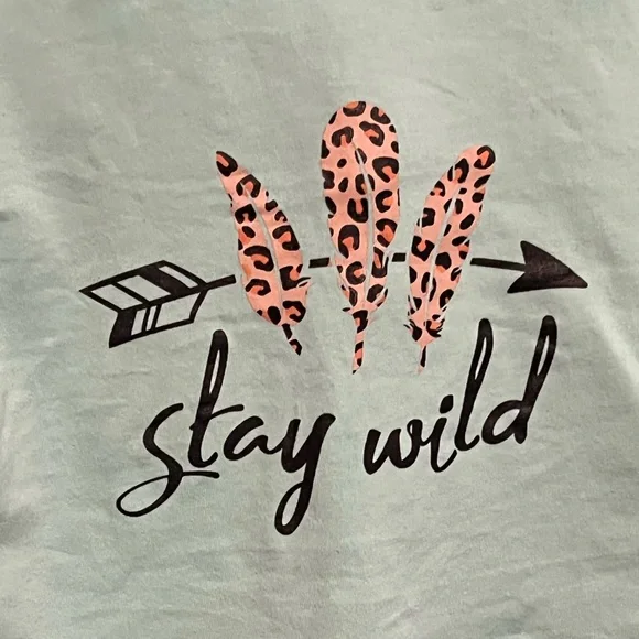 Marie Nicole Stay Wild Mint Green Leopard Ruffle Shirt and Distressed Jean Set - Picture 2 of 8